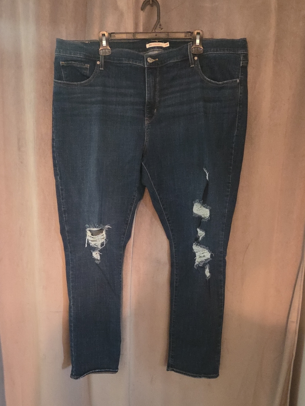 Levi's 24W Navy Distressed Skinny Jeans